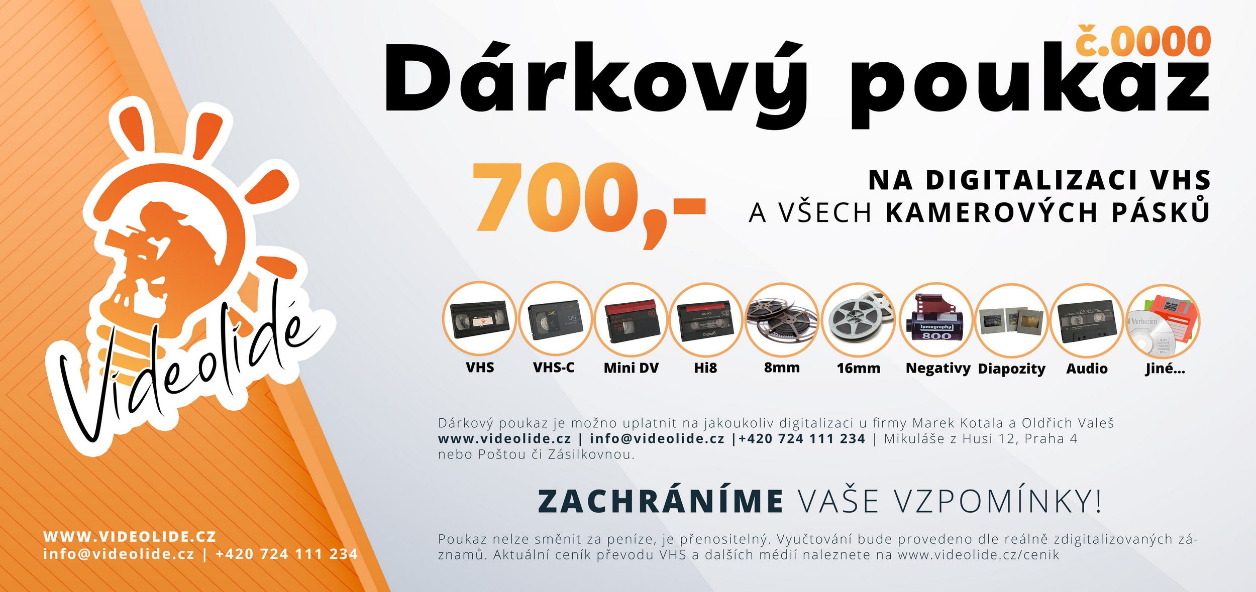 Vzor dárkového poukazu digitalizace VHS