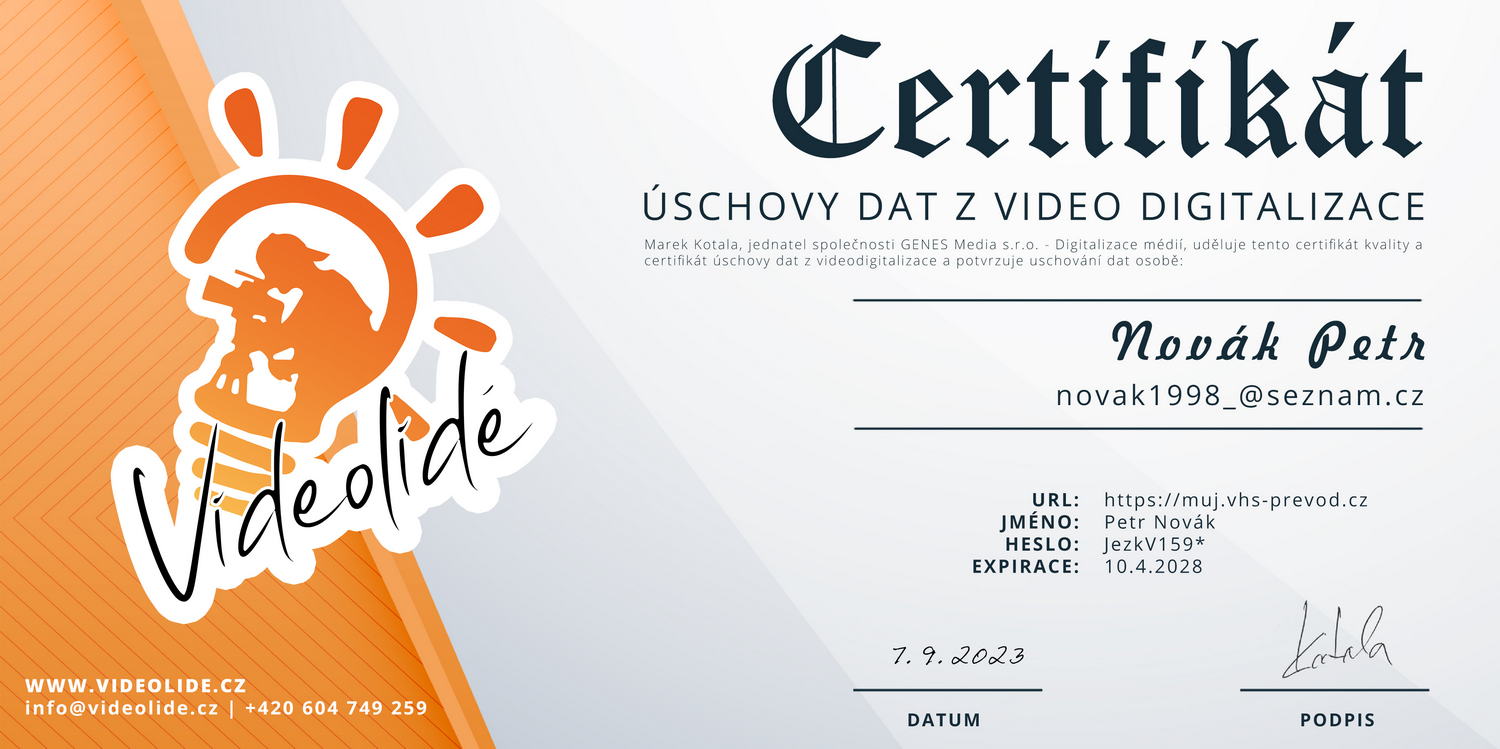 Certifikát Moje Záloha